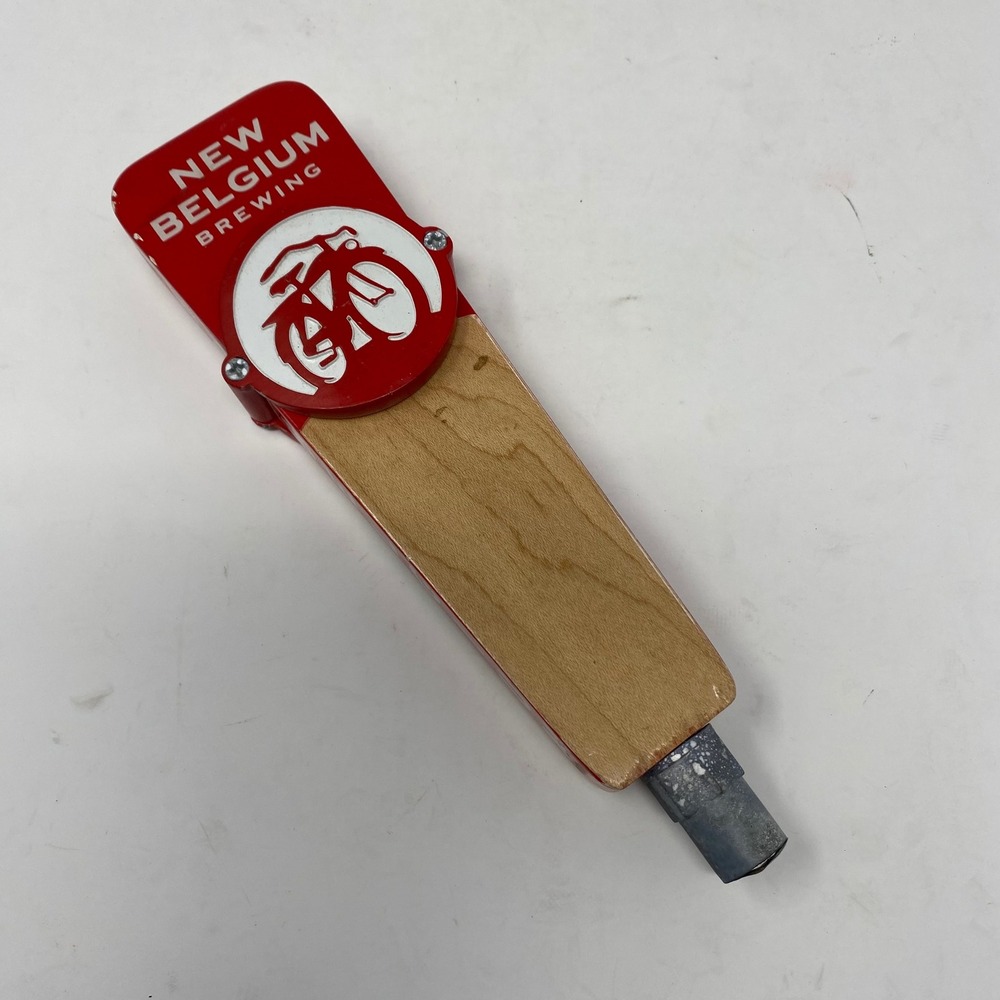 New Belgium Brewing Beer Tap Handle Red Bicycle Logo Wood Metal Craft Bar Decor